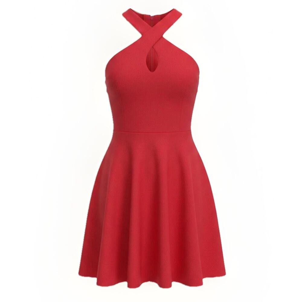 Lulus Norma Skater Dress Sz XL Coral Red Fit & Flare Party Special Occasion